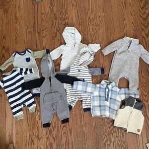 Lot of 3m Carter’s rompers and outerwear